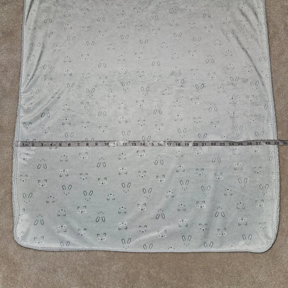 Gray White Baby Blanket Animal Sketch Face Outline Bunny Bear Fox?